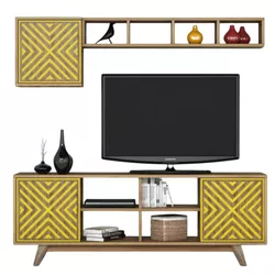 купить Стенка Trendy Inci, Nuc, Galben 160x56x35cm в Кишинёве 