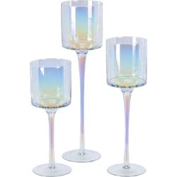купить Декор H&S 52519 Set 3 sfesnice din sticla Bokal 25cm, 30cm, 35cm, cu finisaj lucios в Кишинёве 