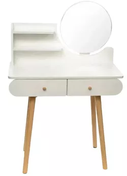 купить Стол Jumi CM-891920 Scandi cu oglindă rotundă (40cm), dimensiuni 120×80×40cm, Alb/Oak Artisan в Кишинёве 