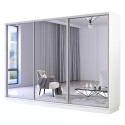 cumpără Dulap Mobildor-Lux Fox uși glisante din oglinzi (360x60x240H cm) Alb în Chișinău 