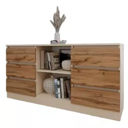 cumpără Comodă Smartex (16150) Т3 140cm Ivory+Stejar Inchis în Chișinău 