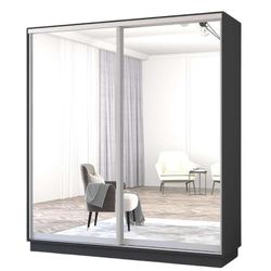 cumpără Dulap Mobildor-Lux Fox uși glisante din oglinzi (220x60x210H cm) Anthracite în Chișinău 