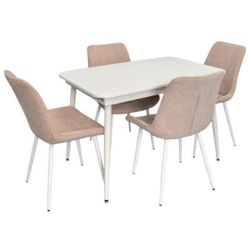 купить Комплект стол и стулья Evelin di Costacurta стол DT-531R Wh + 4 стула YTC-055Wh UF885-03 (Light beige) в Кишинёве 