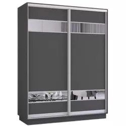 cumpără Dulap Mobildor-Lux Fox uși glisante din PAL cu elemente din oglindă (230x60x240H cm) Anthracite în Chișinău 