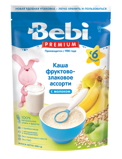 Terci cu lapte asorti cereale și fructe Bebi Premium, 200g