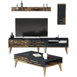 купить Стенка Trendy Valensiya Орех, Антрацит (комплект мебели для гостиной) (GTR001272) в Кишинёве 