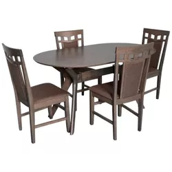 купить Комплект стол и стулья Evelin di Costacurta стол Raffles Oval Antique Grey + 4 стула Deepa R Antique Grey/Ekea12 Dark Brown в Кишинёве 