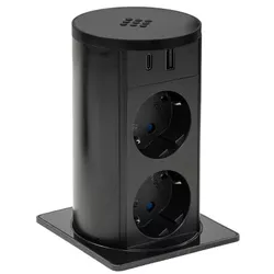 купить Розетка электрическая ASA Plastici 060.47F.00013 Versalift square version 2 sockets F + 1 USB 5V (A+C) Black methacryale в Кишинёве 