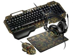 Gaming Keyboard & Mouse & Mouse Pad & Headset Canyon Argama, Military, USB/3.5mm