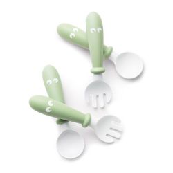 Set lingurite si furculite BabyBjorn Powder Green, 4 buc.