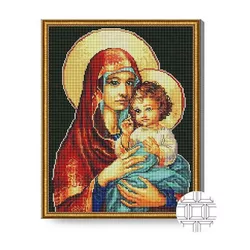 купить Картина по номерам Art Gallery QB204836 Mozaic cu diamante patrate 40x50cm Madonna cu Isus в Кишинёве 
