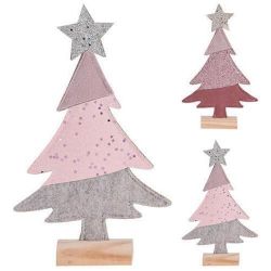 купить Новогодний декор Promstore 49045 Сувенир Елка цветная со звездой 24cm, подставка дерево в Кишинёве 