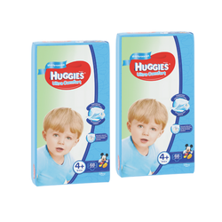 Набор подгузники для мальчиков Huggies Ultra Comfort 4+  (10-16 кг), 2x68 шт.