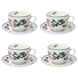 купить Чашка Andrea Fontebasso 55881 Set 4 cesti cu farfurie Atollo Sweet Berry, portelan в Кишинёве 