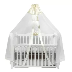 купить Кроватка PernaMea Baldachin Premium Pompom cu manjeta Ivory (PM.101301/5) в Кишинёве 