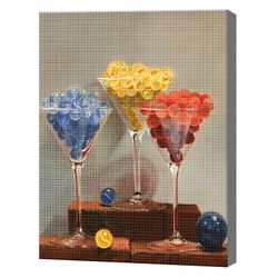 Tricolor in pahare, 30x40 cm, mozaic cu diamante