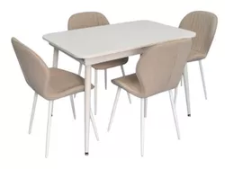 cumpără Set masă și scaune Evelin di Costacurta стол DT-531R Wh + 4 стула YTC-064Wh Bjorn-24 (Light beige) în Chișinău 