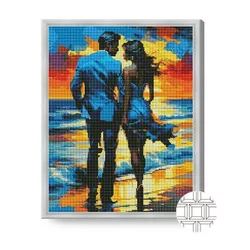cumpără Tablou pe numere Art Gallery QB206563 Mozaic cu diamante patrate 40x50cm Cuplu pe litoral în Chișinău 