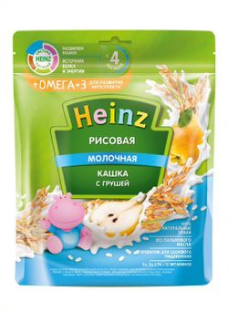 Каша Heinz Омега3 рисовая с молоком и грушей, с 4месяцев, 200г
