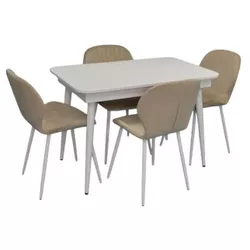 cumpără Set masă și scaune Evelin di Costacurta стол DT-431-1R Wh + 4 стула YTC-064Wh Light beige în Chișinău 