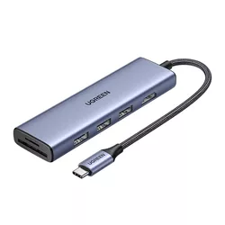 купить Переходник для IT Ugreen 20956A HUB 6in1 Type-C 3.0 to 3*USB 3.0 + HDMI + SD/TF CM511, Space Gray в Кишинёве 