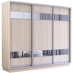 cumpără Dulap Mobildor-Lux Fox uși glisante din PAL cu elemente din oglindă (260x60x200H cm) Sonoma în Chișinău 