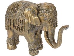 Статуэтка "Слон в накидке" 19.2cm, золотой, полистоун