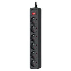 cumpără Filtru electric Sven SF-06E, 6 Sockets, Children protection, Non-Flammable, 3.0m, Black în Chișinău 