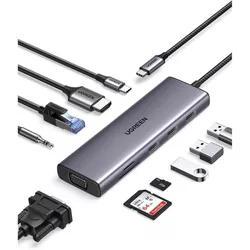 купить USB Hub Ugreen 15601 HUB 10 in 1 USB-C CM498, Space Gray в Кишинёве 