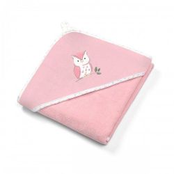 Полотенце велюровое Babyono с капюшоном (100x100 см) розовое