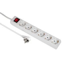 купить Фильтр электрический Hama 108833 6-Way Power Strip, with switch and child protection, 5 m, white в Кишинёве 