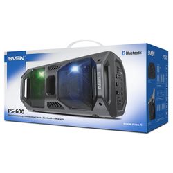 Partybox SVEN "PS-600" 50w, Black, Bluetooth, microSD, FM, AUX, USB, LED, power:8000mA, USB, DC5V
