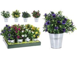Цветы искусственные крупные 25cm, в ведре металл, 4 вида