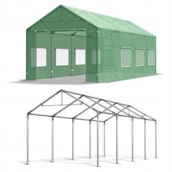 Садовая теплица PRO 8x3x2.87 м, площадь 24 кв.м, армированная пленка, 2 двери, зеленый цвет
