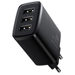 купить Зарядное устройство сетевое Baseus CCXJ020101 Wall Charger 3*USB-A, Compact Series, Black в Кишинёве 