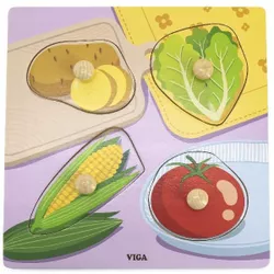 cumpără Puzzle Viga 44598 Puzzle din lemn cu buton Legume în Chișinău 