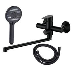купить Смеситель для ванны Hydro S Aquafix - 120, negru, pipa lunga, cu para si furtun в Кишинёве 
