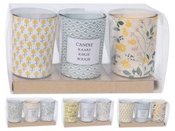 Set lumanari aromate in candelabru de sticla 3buc 5X6cm