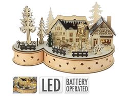 Сувенир деревянный 7LED "Усадьба" 30X16X14cm