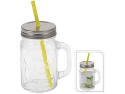 Borcan pentru bauturi 0.45l cu maner si cu pai EH
