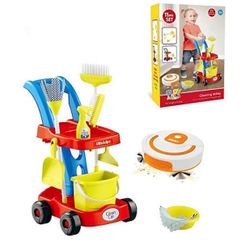купить Игрушечная кухня и посуда Essa HJ611F Набор для уборки с тележкой и щеткой в Кишинёве 