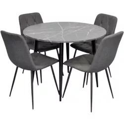 купить Комплект стол и стулья Evelin di Costacurta cтол DT-402-6B + 4 стула YTC-080B Bluvel-14 (Dark grey) в Кишинёве 