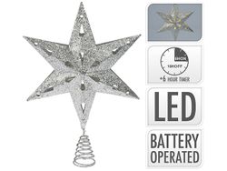 Верхушка елочная "Звезда" 10LED 33сm, серебряный