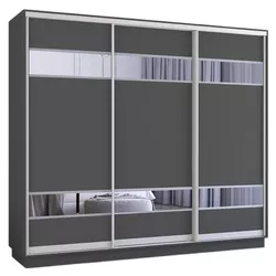 cumpără Dulap Mobildor-Lux Fox uși glisante din PAL cu elemente din oglindă (350x60x220H cm) Anthracite în Chișinău 