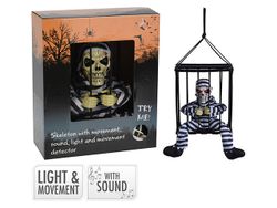 Сувенир подвесной Скелет в клетке 28X23cm LED и музыка