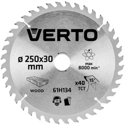 купить Диск отрезной Verto 61H134 pe lemn p/u fierăstrău 250x30mm, 40dinti в Кишинёве 