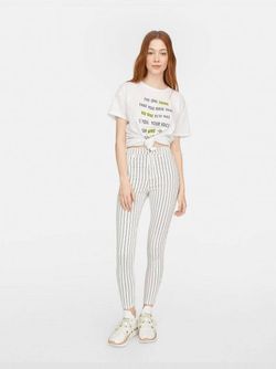 Брюки Stradivarius Белый в полоску 4500/875/010