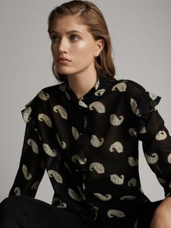 Блуза Massimo Dutti Черный с принтом 5136/812/800
