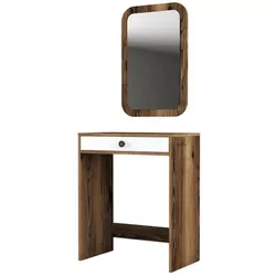 cumpără Măsuţa de toaletă Trendy Oglinda Lizbon Nuc, Alb (masa de machiaj) (GTR001456) în Chișinău 