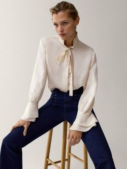 Блуза Massimo Dutti Слоновая кость 5157/501/251